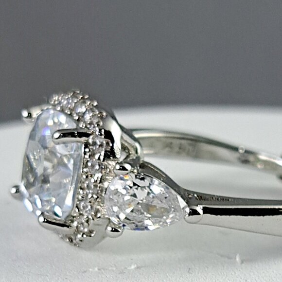 Adjustable 3-Stone Clear CZ Ring - Picture 3 of 3